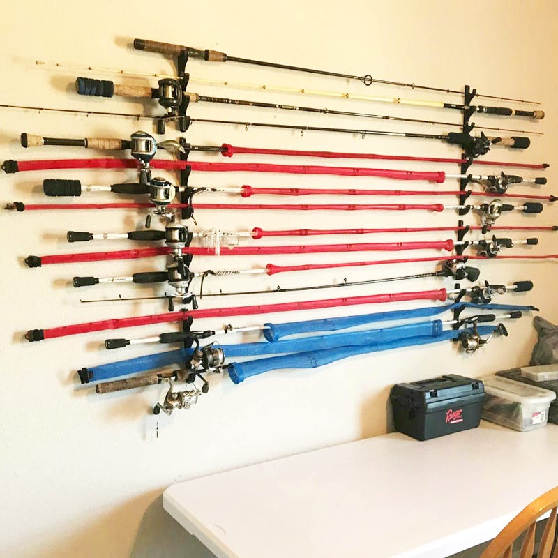 AUXPhome Horizontal Fishing Rod Rack, Plastic, 1-1/8 Inch Aperture, Holds 4 Rods, Easy Assembly, Save Space - Image 5